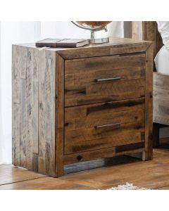 Hoxton Wooden 2 Drawers Bedside Cabinet In Rustic Oak