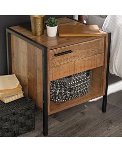 Hoxton Wooden Bedside Cabinet In Oak Effect