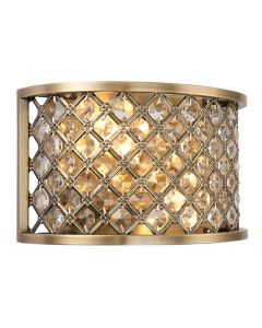 Hudson Clear Crystal 2 Lights Wall Light In Antique Brass