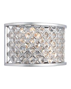 Hudson Clear Crystal 2 Lights Wall Light In Chrome