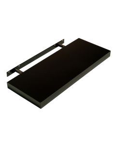 Hudson Large Wooden Floating Box Wall Shelf In Black High Gloss