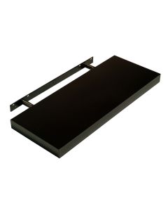 Hudson Medium Wooden Floating Box Wall Shelf In Black High Gloss