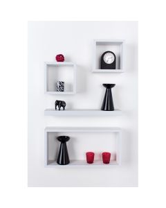 Hudson Wooden Set Of 4 Wall Shelves In Matt White