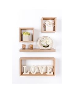 Hudson Wooden Set Of 4 Wall Shelves In Oak Effect