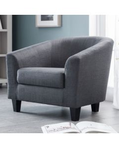 Hugo Fabric Upholstered Armchair In Slate Grey