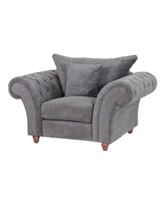 Huntley Fabric Sofa 1 Seater Sofa In Grey With Dark Brown Wooden Legs