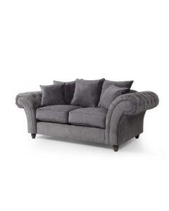 Huntley Fabric Sofa 2 Seater Sofa In Grey With Dark Brown Wooden Legs