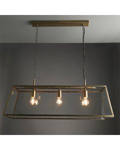 Hurst 3 Lights Clear Glass Ceiling Pendant Light In Matt Antique Brass