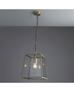 Hurst Clear Glass Ceiling Pendant Light In Matt Antique Brass