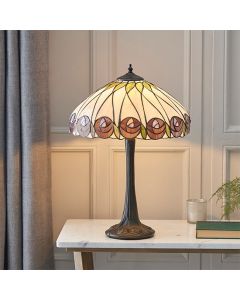 Hutchinson Medium Tiffany Glass Table Lamp In Dark Bronze