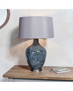 Ilsa Mink Faux Silk Cylinder Shade Table Lamp In Black