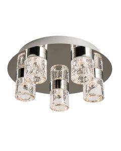 Imperial 5 Lights Clear Glass Flush Ceiling Light In Chrome