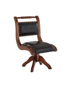 Inca Genuine Leather Swivel Chair In Black