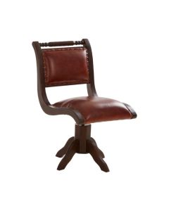 Inca Swivel Home And Office Chair In Teak And Brown