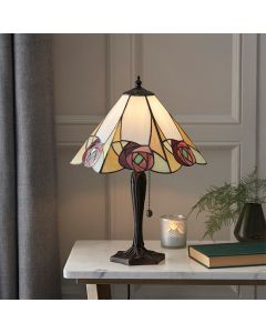 Ingram Medium Tiffany Glass Table Lamp In Dark Bronze