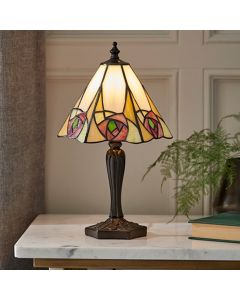 Ingram Small Tiffany Glass Table Lamp In Dark Bronze