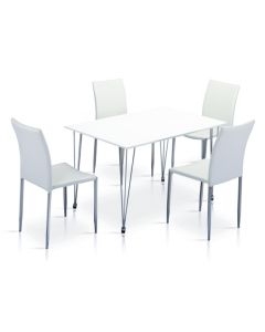 Iris Wooden Dining Set In White High Gloss With 4 Chairs