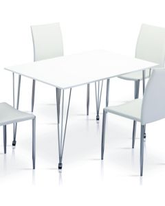 Iris Wooden Dining Table In White High Gloss With Chrome Metal Legs