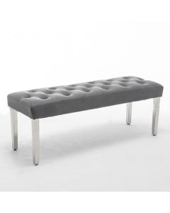 Isabella Faux Leather Dining Bench In Grey