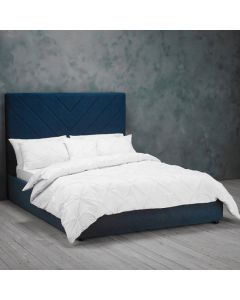 Islington Velvet Upholstered Double Bed In Blue