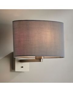 Issac Cool Grey Ellipse Shade Wall Light In Matt Nickel