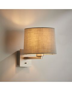 Issac Cool Grey Taper Cylinder Shade Wall Light In Matt Nickel