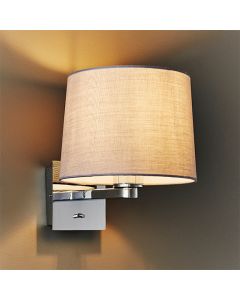 Issac Cool Grey Taper Cylinder Shade Wall Light In Polished Chrome