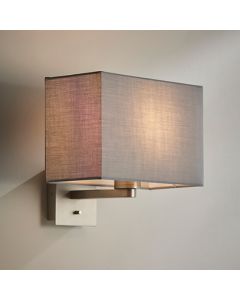 Issac Rectangular Cool Grey Shade Wall Light In Matt Nickel