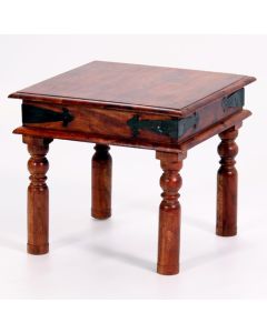 Jaipur Wooden Deco Lamp Table In Rustic Antique Oak
