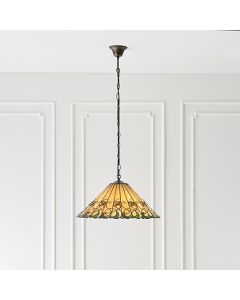 Jamelia Large 3 Lights Tiffany Glass Flush Ceiling Light In Dark Bronze