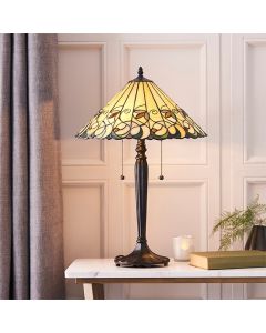 Jamelia Medium Tiffany Glass Table Lamp In Dark Bronze