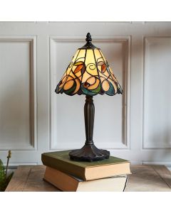 Jamelia Mini Tiffany Glass Table Lamp In Dark Bronze