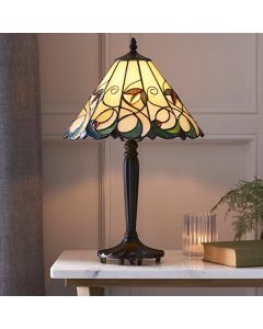 Jamelia Small Tiffany Glass Table Lamp In Dark Bronze