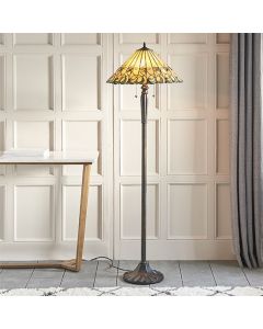 Jamelia Tiffany Glass Floor Lamp In Dark Bronze