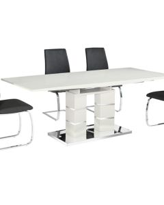 Janelle Extending Wooden Dining Table In White High Gloss