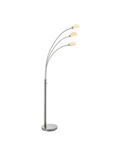 Jaspa White Glass 3 Lights Floor Lamp In Satin Nickel