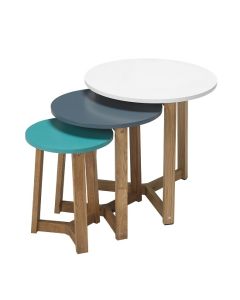 Jasper Funky Coloured Nest Of Tables With Solid Oak Legs