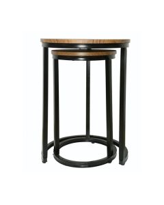 Java Distressed Tops Nest Of Tables With Black Frame
