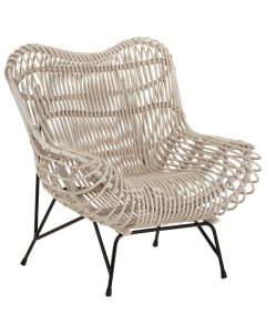 Java Rattan Occasional Accent Chair In Black And White
