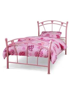 Jemima Metal Small Single Bed In Pink Gloss