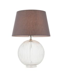 Jemma And Evie Charcoal Shade Table Lamp With Clear Ribbed Base