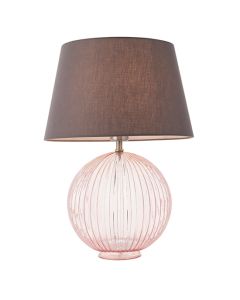 Jemma And Evie Charcoal Shade Table Lamp With Dusky Pink Ribbed Base