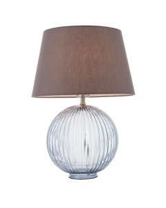 Jemma And Evie Charcoal Shade Table Lamp With Smokey Grey Ribbed Base