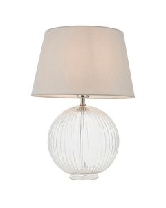 Jemma And Evie Grey Shade Table Lamp With Clear Ribbed Base