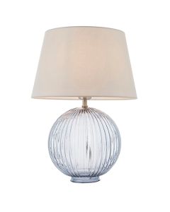 Jemma And Evie Grey Shade Table Lamp With Smokey Grey Ribbed Base