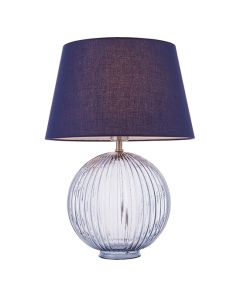 Jemma And Evie Navy Shade Table Lamp With Smokey Grey Ribbed Base