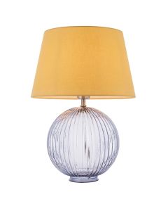 Jemma And Evie Yellow Shade Table Lamp With Smokey Grey Ribbed Base