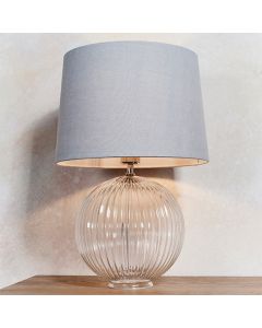 Jemma And Mia Charcoal Shade Table Lamp With Clear Ribbed Base