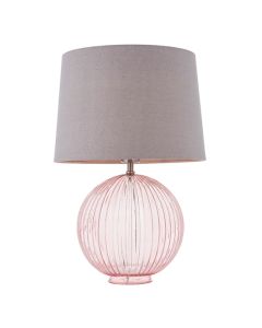 Jemma And Mia Charcoal Shade Table Lamp With Dusky Pink Ribbed Base