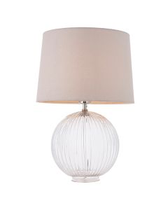 Jemma And Mia Natural Shade Table Lamp With Clear Ribbed Base